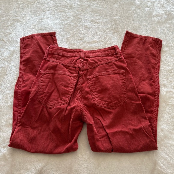 AMO x Free People Washed Red Chloe Corduroy Straight Crop Pants 25 - Picture 4 of 9